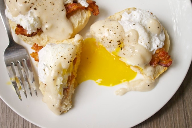 Southern Eggs Benedict with Bacon, Biscuits, and Gravy // The Stylist Quo