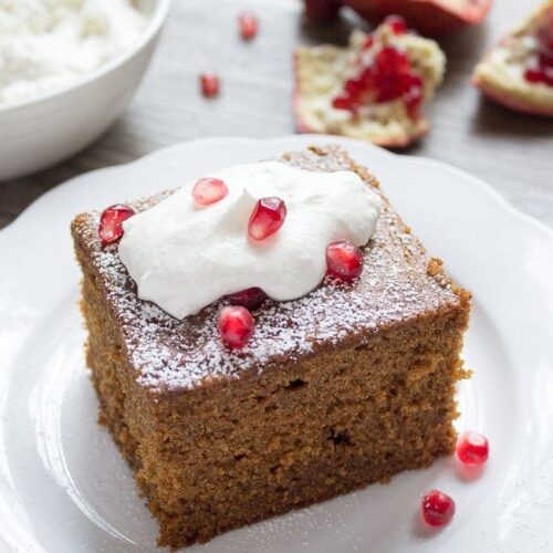 Gingerbread Cake with Pomegranate Seeds