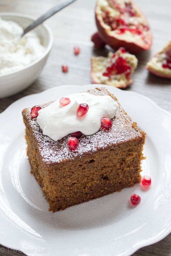 Gingerbread Cake with Pomegranate Seeds