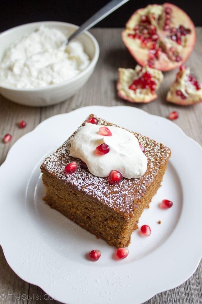 Gingerbread Cake with Pomegranate Seeds