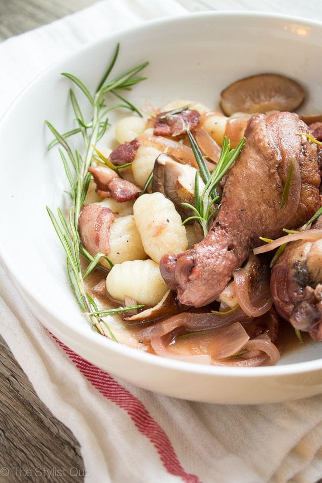 Red Wine-Braised Chicken with Rosemary and Mushrooms