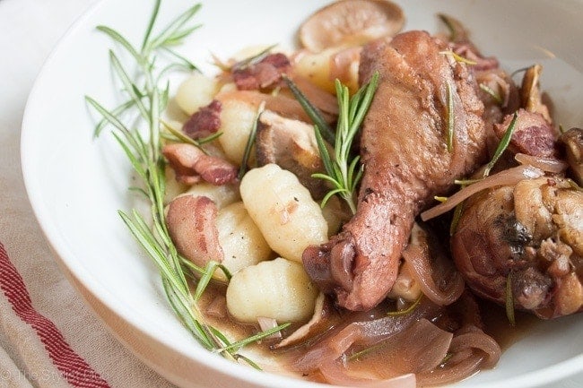 Red Wine-Braised Chicken with Rosemary and Mushrooms