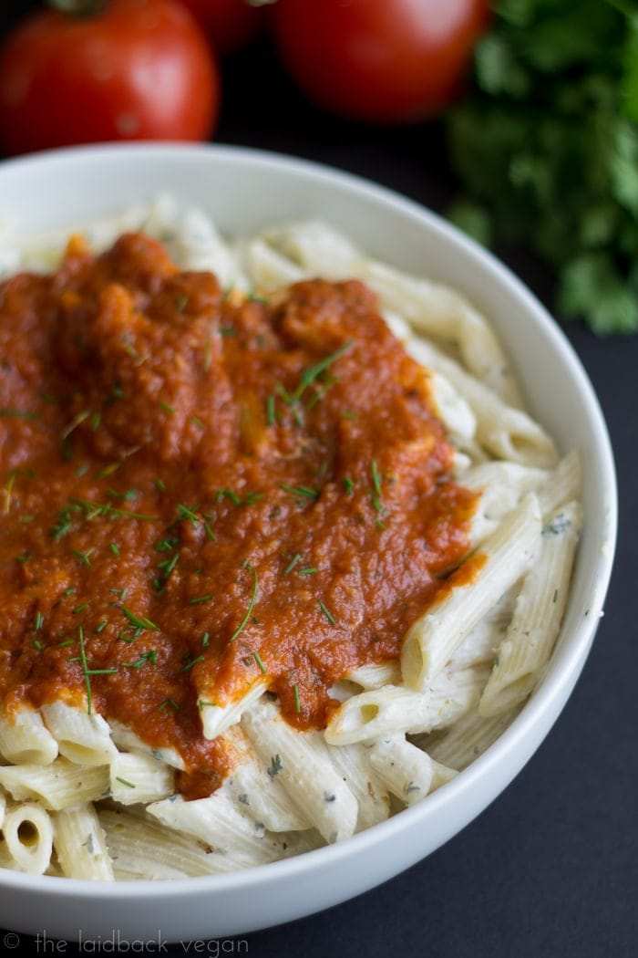 Layered Ricotta and Tomato Pasta Bowl with Tofutti