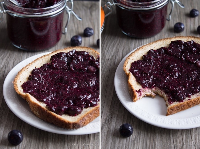 Blueberry Chia Jam. 4 ingredients, 20 minutes, loaded with antioxidants, vitamins, and minerals!