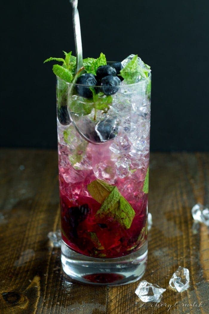 Blueberry mojitos - simple and delicious. Perfect summer cocktail.