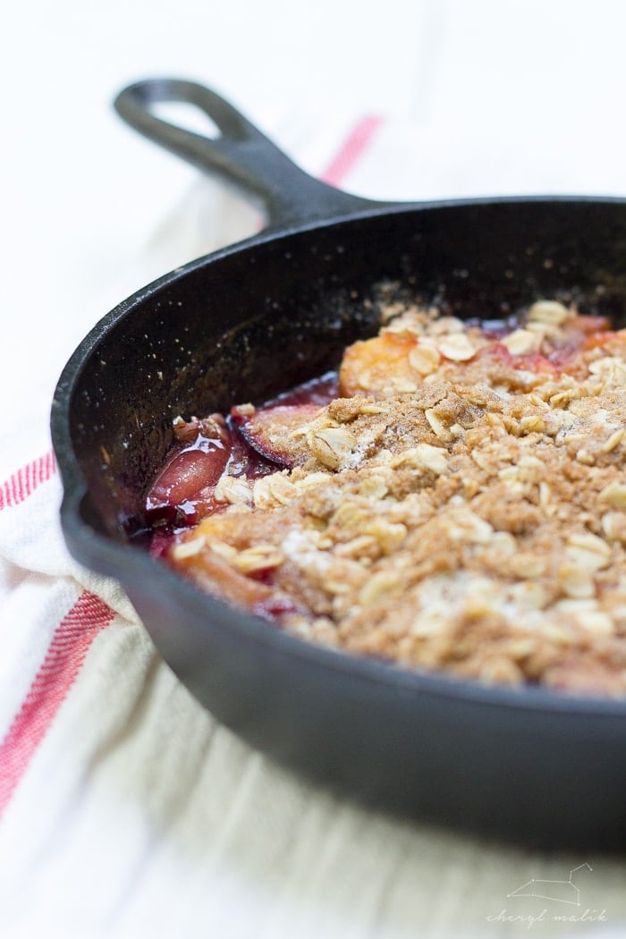 Stone Fruit Skillet Crumble for Two. Vegan, Gluten Free, and No Refined Sugars!