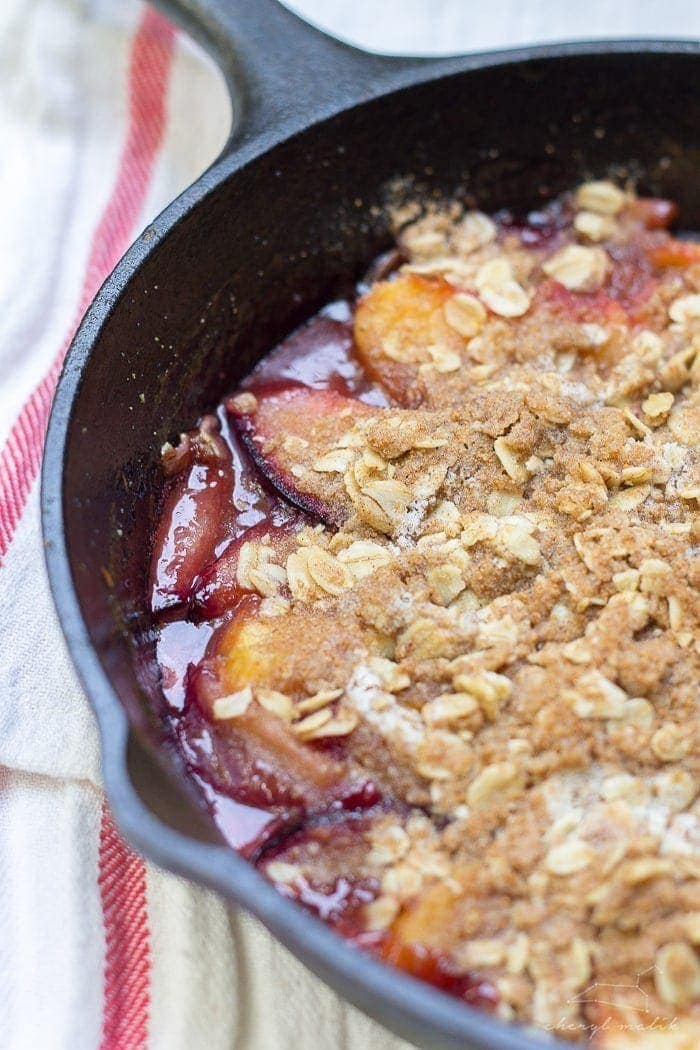 Stone Fruit Skillet Crumble for Two. Vegan, Gluten Free, and No Refined Sugars!