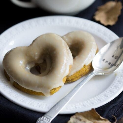 Vegan pumpkin donuts with salted caramel glaze. Epic!