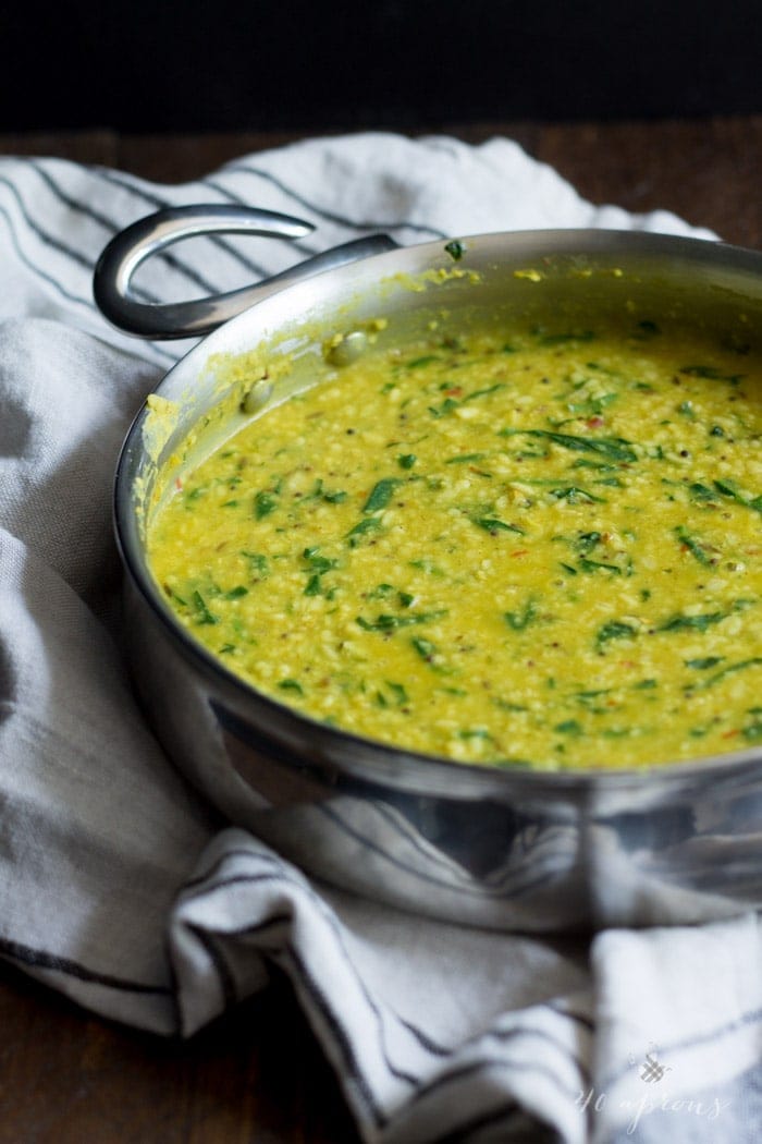 Nourishing and filling dal palak - lentils with spinach. Packed with flavor, perfect for the cooler months!