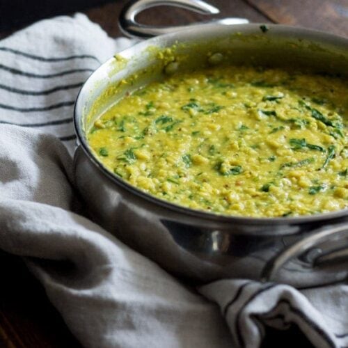 Nourishing and filling dal palak - lentils with spinach. Packed with flavor, perfect for the cooler months!