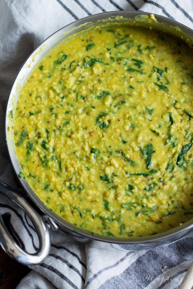 Nourishing and filling dal palak - lentils with spinach. Packed with flavor, perfect for the cooler months!