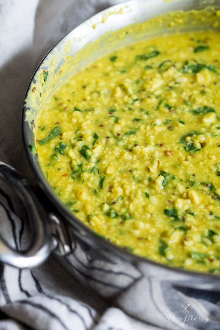 Nourishing and filling dal palak - lentils with spinach. Packed with flavor, perfect for the cooler months!