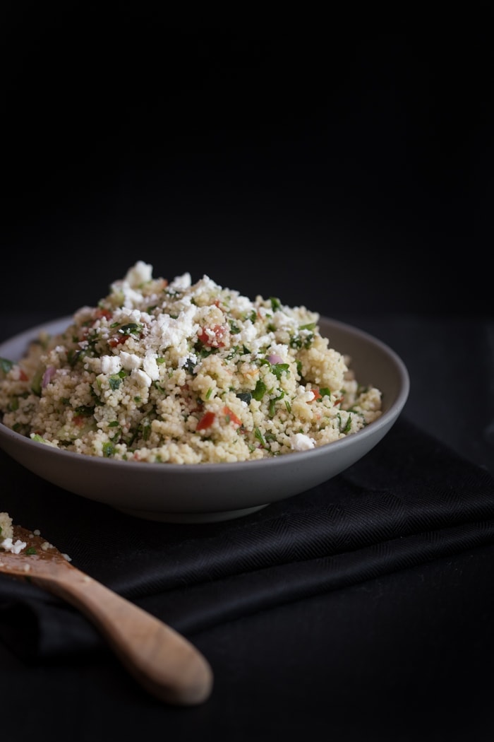 Lazy Girl Couscous Tabbouleh - Light, bright, and so easy to make. Perfect for summer and get togethers! // 40 Aprons