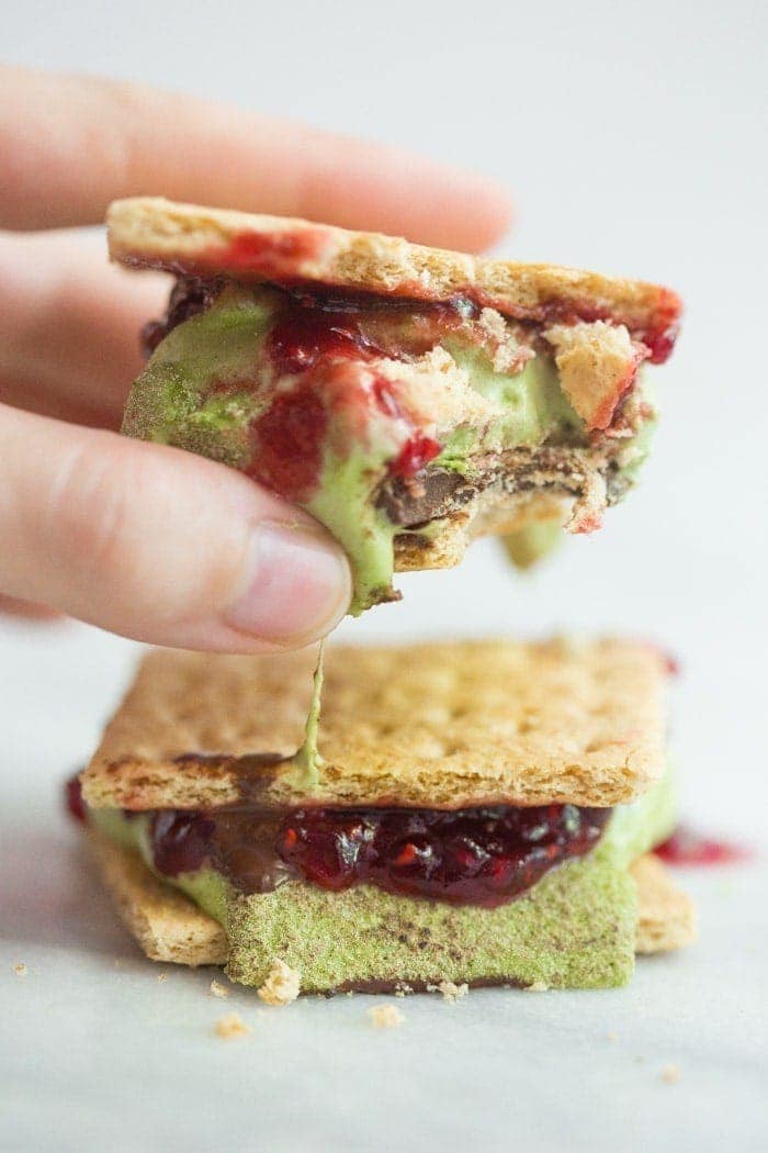 Matcha raspberry dark chocolate smores! Yes.. just as epic as they sound. /// 40 Aprons