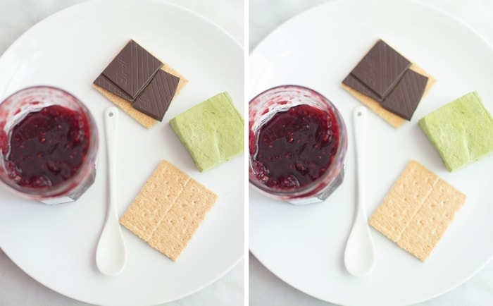 Matcha raspberry dark chocolate smores! Yes.. just as epic as they sound. /// 40 Aprons