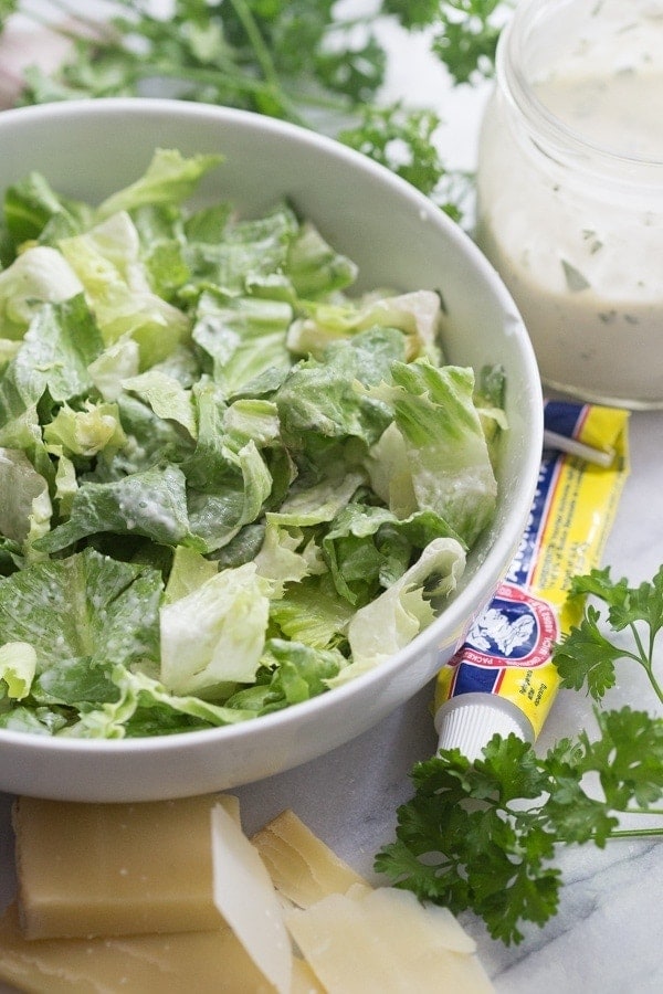 A rich and creamy yet light and bright salad dressing--inspired by Carrabba's and pregnancy cravings. // 40 Aprons