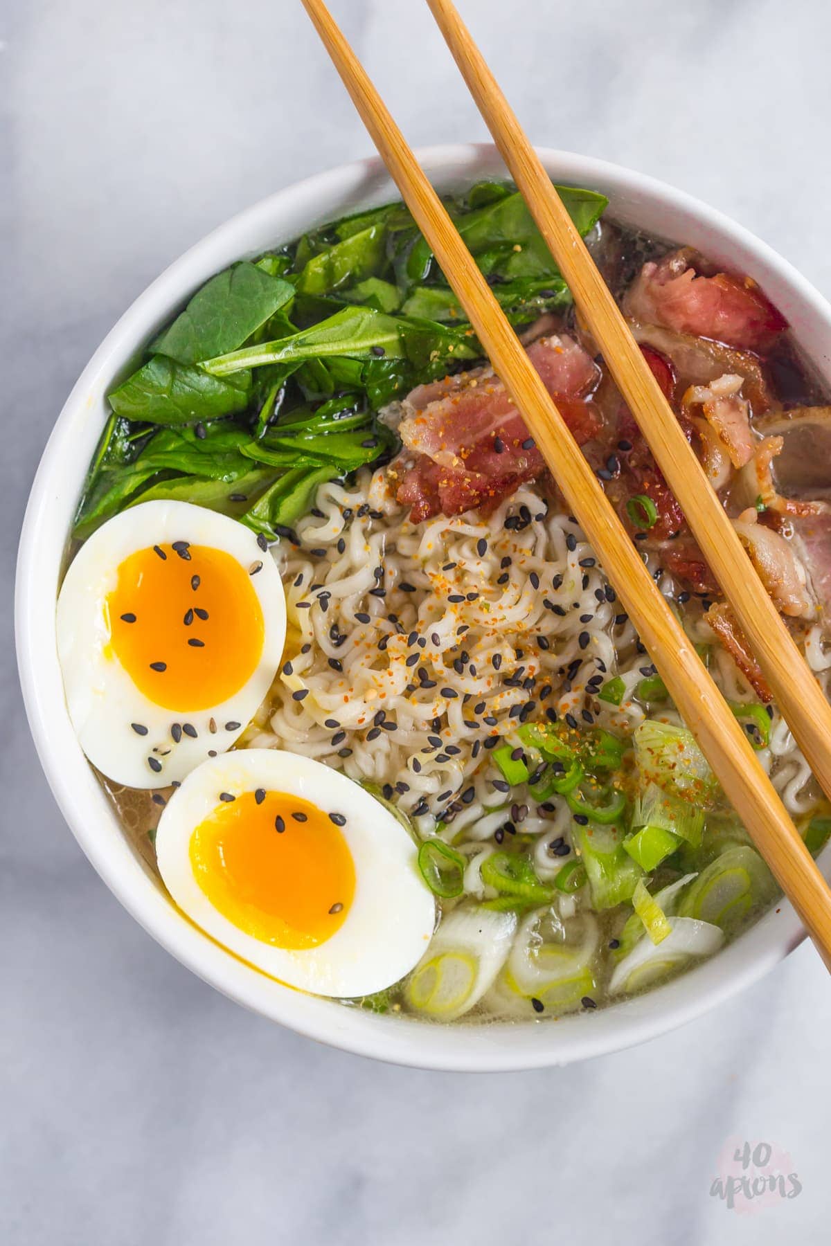 Bacon ramen - rich, salty, smoky ramen broth. // 40 Aprons