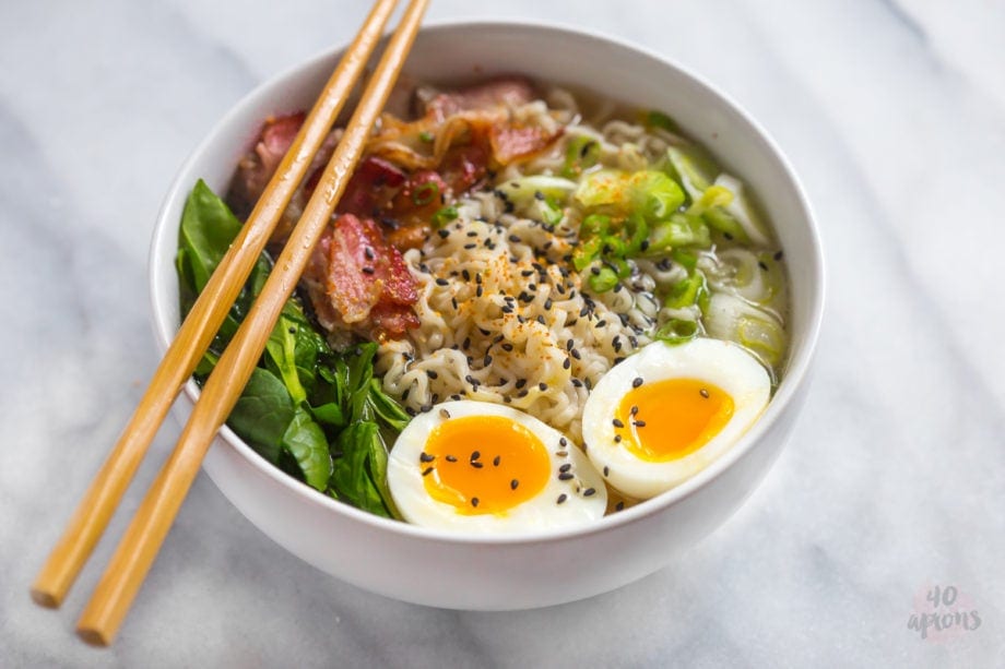 Bacon ramen - rich, salty, smoky ramen broth. // 40 Aprons