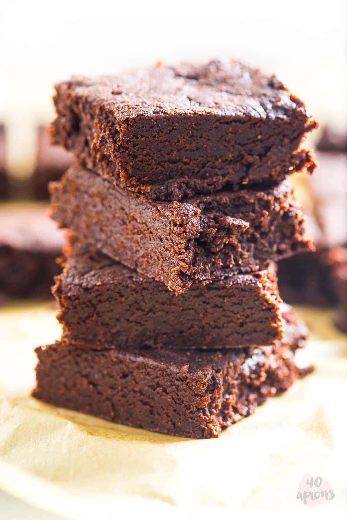 Healthy fudgy brownies - rich, fudgy, dense, and chewy, but with no refined sugar or flour! Everything is awesome! // 40 Aprons