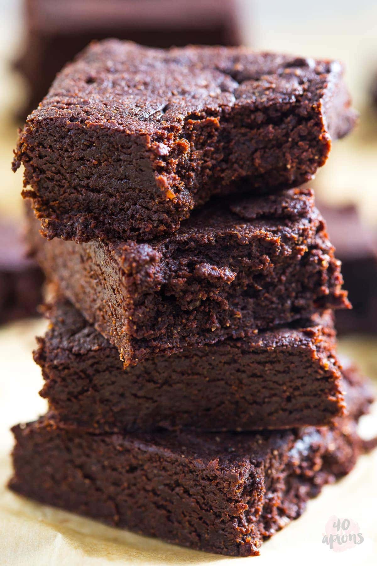 Healthy fudgy brownies - rich, fudgy, dense, and chewy, but with no refined sugar or flour! Everything is awesome! // 40 Aprons