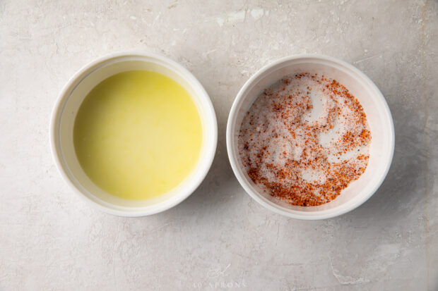 Lime juice and Tajin in bowls