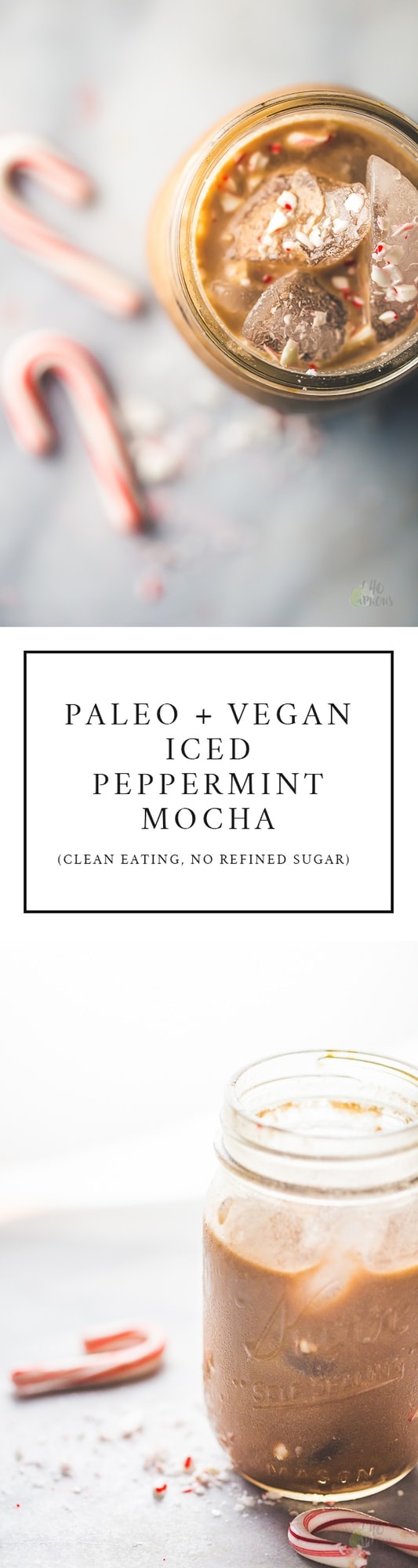 This paleo iced peppermint mocha uses cocoa powder and cold brew concentrate for the perfect vegan, clean eating holiday coffee drink. Also a vegan iced peppermint mocha or clean eating iced peppermint mocha!