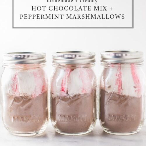 This spiked peppermint hot chocolate gift kit is a perfect easy, cheap gift idea for Christmas. Ideal for teachers, childcare providers, coworkers, family, and friends, they'll love the creamy hot chocolate mix, homemade peppermint marshmallows, and peppermint schnapps for that extra kick!