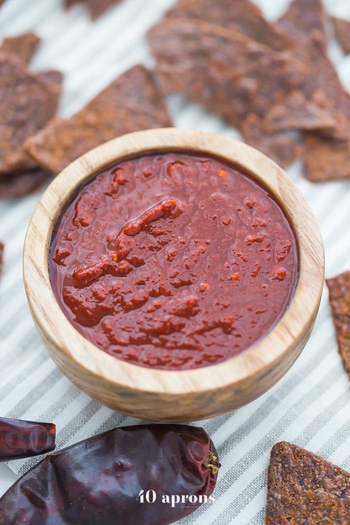 This smoky guajillo salsa recipe is deep and flavorful, full of toasted, dried guajillo chiles, garlic, and fresh tomatoes. It's the perfect smoky salsa recipe to keep in the fridge (at all times, pretty sure) so you can put it on all the things. Inspired by my favorite local taqueria salsa, you'll love this smoky salsa recipe, especially during warmer weather! Buy dried guajillo chiles here.