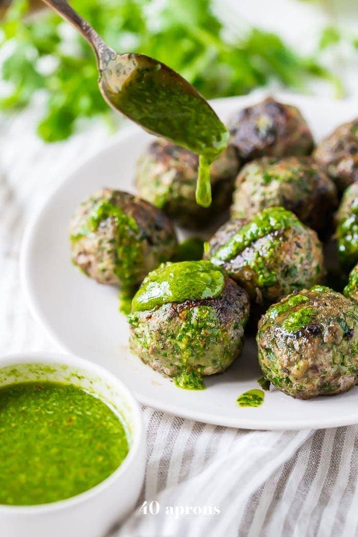 Whole30 chimichurri meatballs