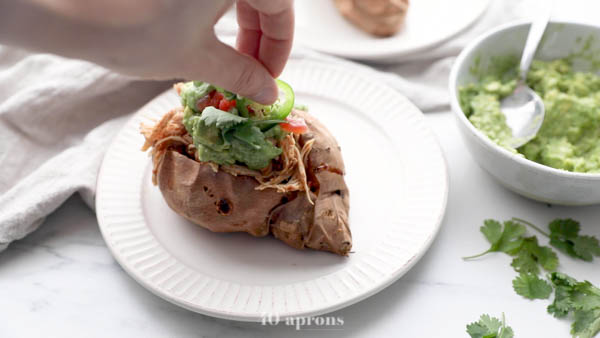 Mexican stuffed sweet potatoes assembled