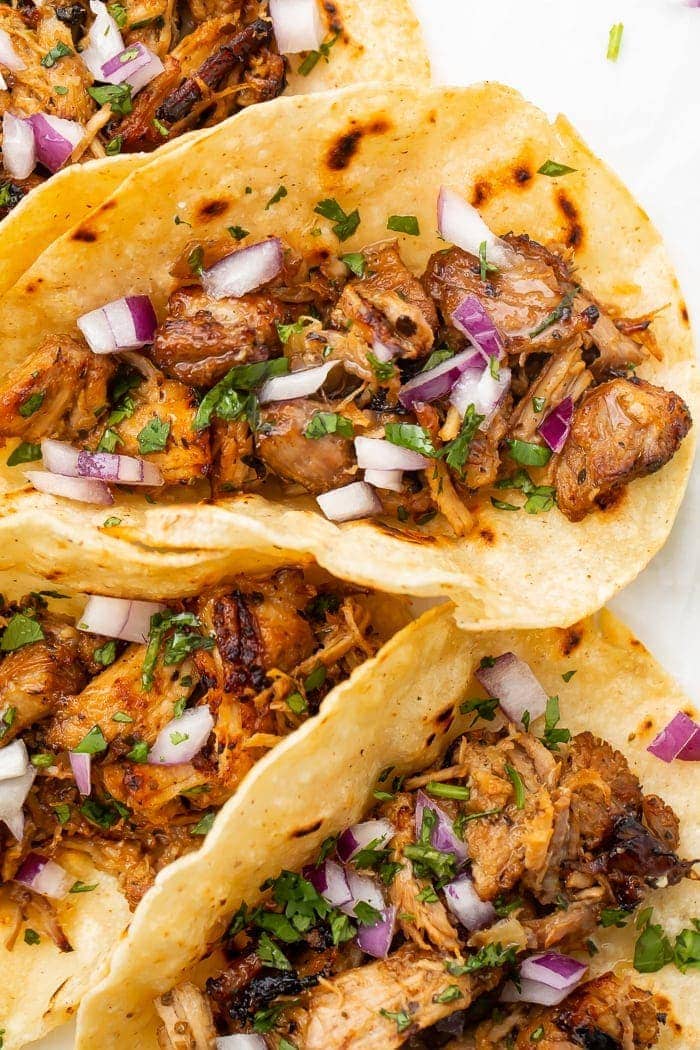 Tortillas filled with Instant Pot carnitas