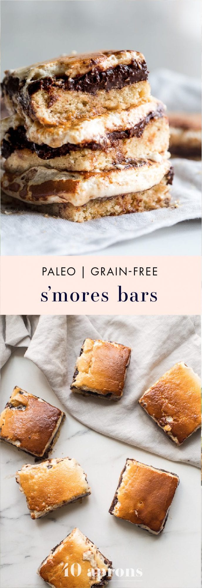 These paleo smores bars are the perfect paleo dessert this summer. A graham cracker crust, topped with chocolate and a burnt marshmallow layer, they're inspired by the classic summer treat but are grain-free, dairy-free, and refined-sugar-free. These paleo smores bars are great for entertaining!