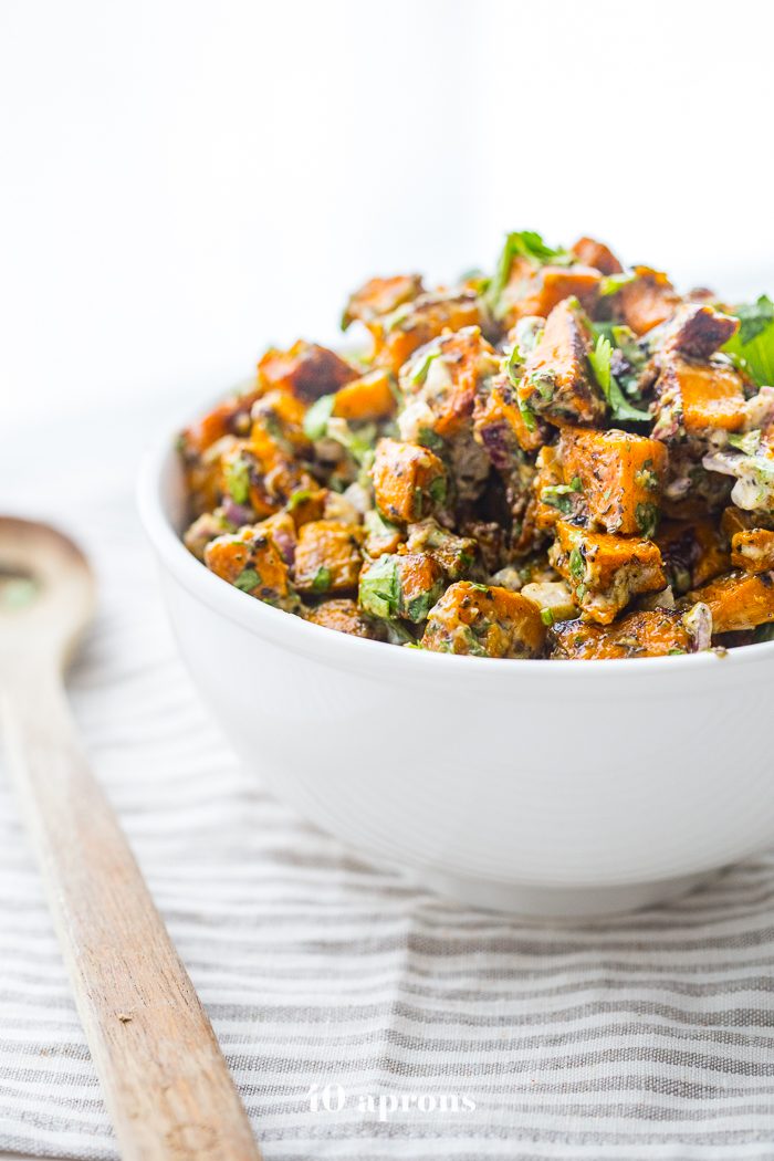 herb roasted Whole30 sweet potato salad