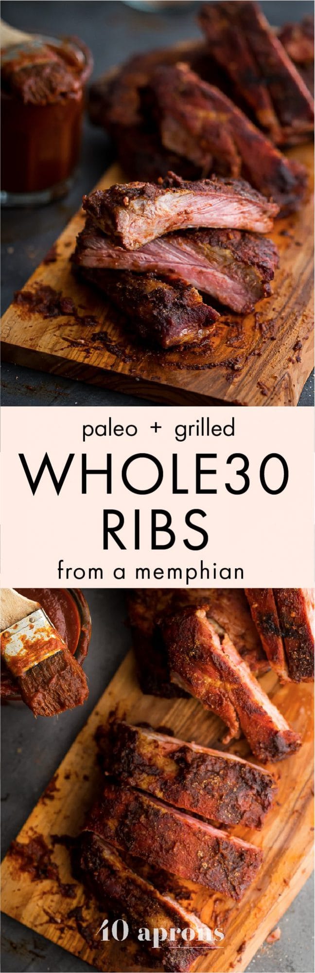 These Whole30 ribs are easy and cooked on the grill, making them a great Whole30 dinner! Smoky, spicy, and full of flavor, they're delicious with my Whole30 BBQ sauce. Definitely the perfect Whole30 ribs or Whole30 dinner now that football season is upon us!