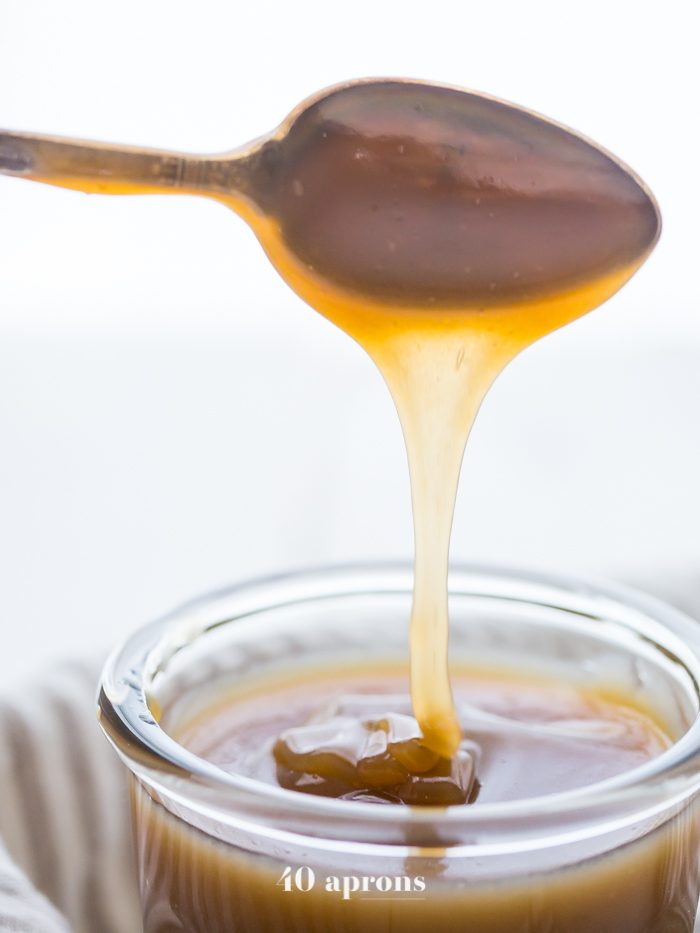 This Instant Pot caramel sauce is vegan, paleo, refined sugar free and dairy free, and it's impossibly rich, sweet, and creamy. This Instant Pot caramel sauce is so quick and easy, totally fool proof, and absolutely delicious. This is my favorite paleo caramel sauce, and the fact that it's an Instant Pot caramel sauce just makes it so much better!