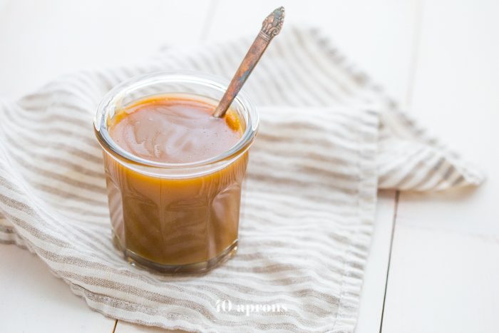 This Instant Pot caramel sauce is vegan, paleo, refined sugar free and dairy free, and it's impossibly rich, sweet, and creamy. This Instant Pot caramel sauce is so quick and easy, totally fool proof, and absolutely delicious. This is my favorite paleo caramel sauce, and the fact that it's an Instant Pot caramel sauce just makes it so much better!