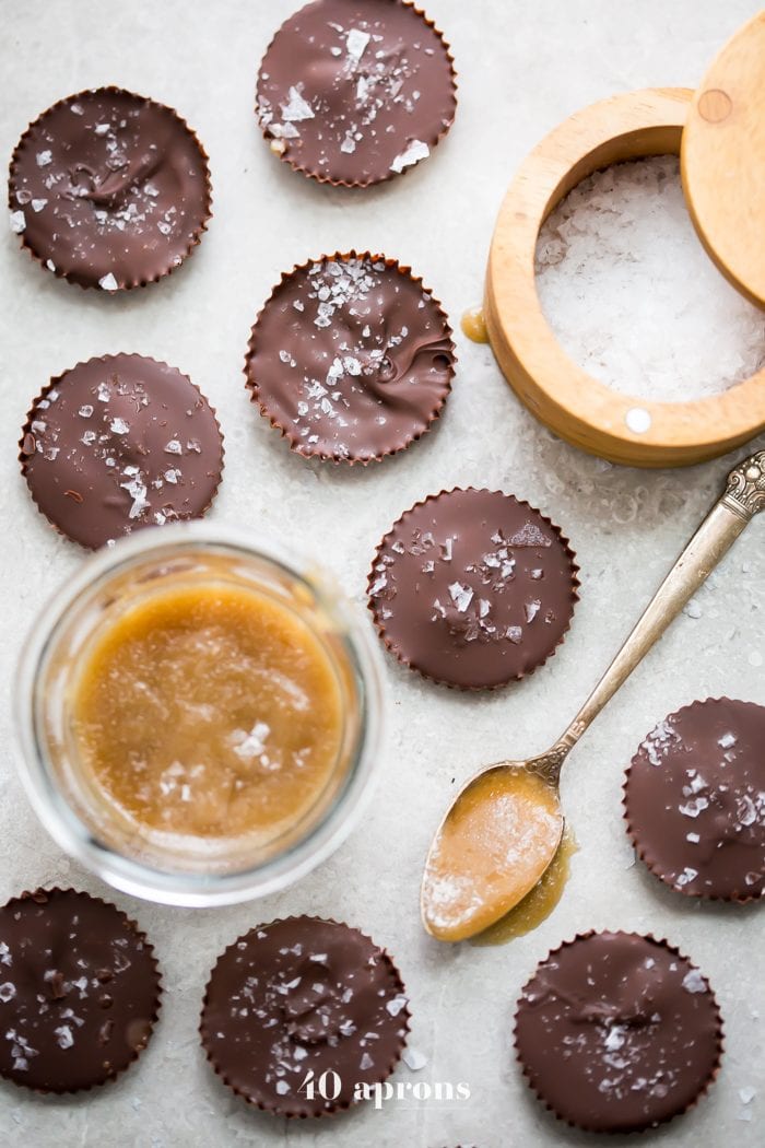 These paleo chocolate cups with caramel are rich and stuffed with a quick but delicious caramel (made in the Instant Pot!). These paleo chocolate cups with caramel are the perfect healthy candy, and I don't know anyone who wouldn't like a couple of these paleo chocolate cups with caramel for Halloween. Easy but impressive! 