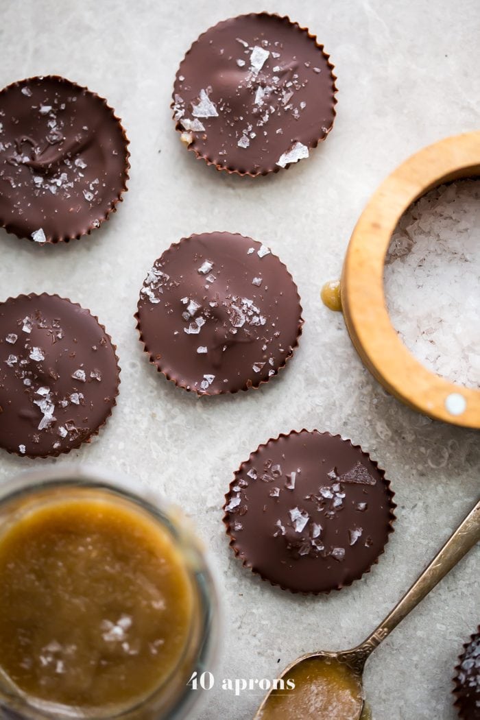 These paleo chocolate cups with caramel are rich and stuffed with a quick but delicious caramel (made in the Instant Pot!). These paleo chocolate cups with caramel are the perfect healthy candy, and I don't know anyone who wouldn't like a couple of these paleo chocolate cups with caramel for Halloween. Easy but impressive! 