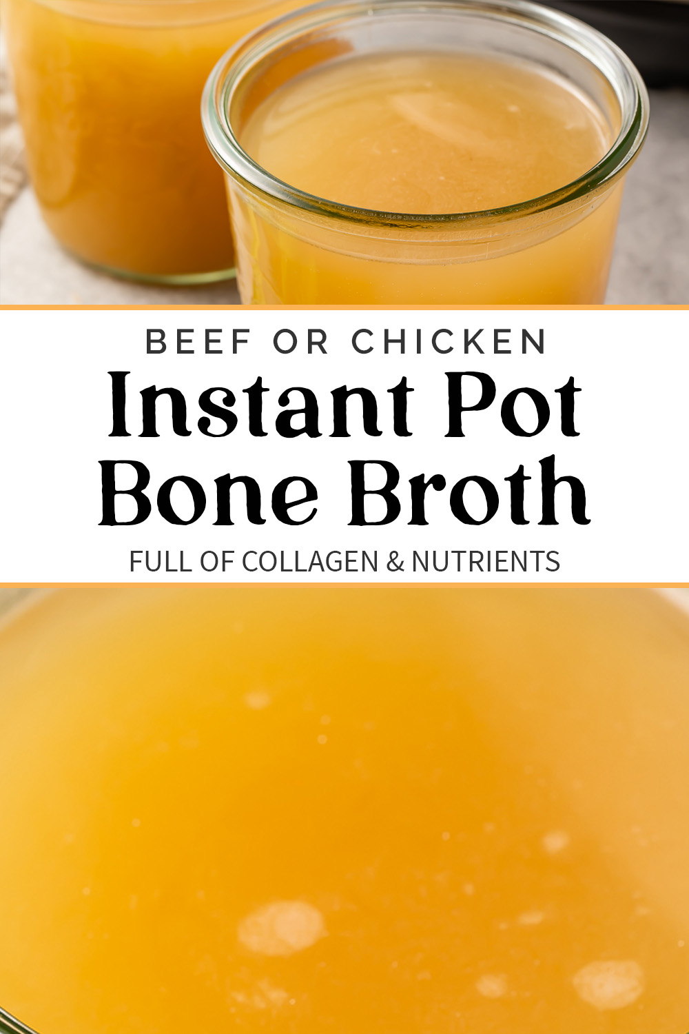 Pin graphic for Instant Pot bone broth.