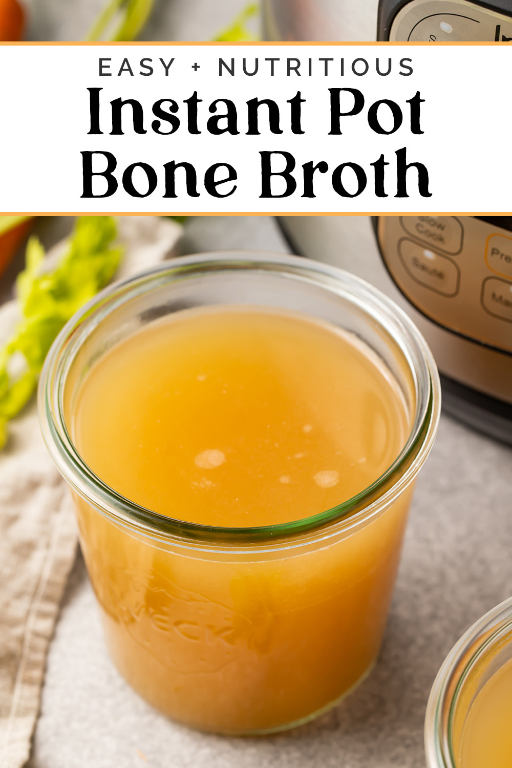 Pin graphic for Instant Pot bone broth.