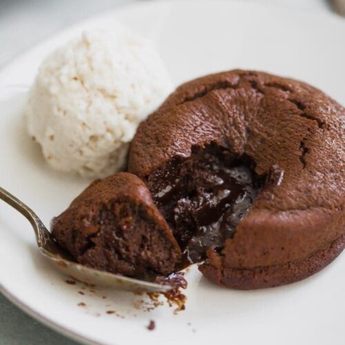 Paleo molten lava cake with ice cream