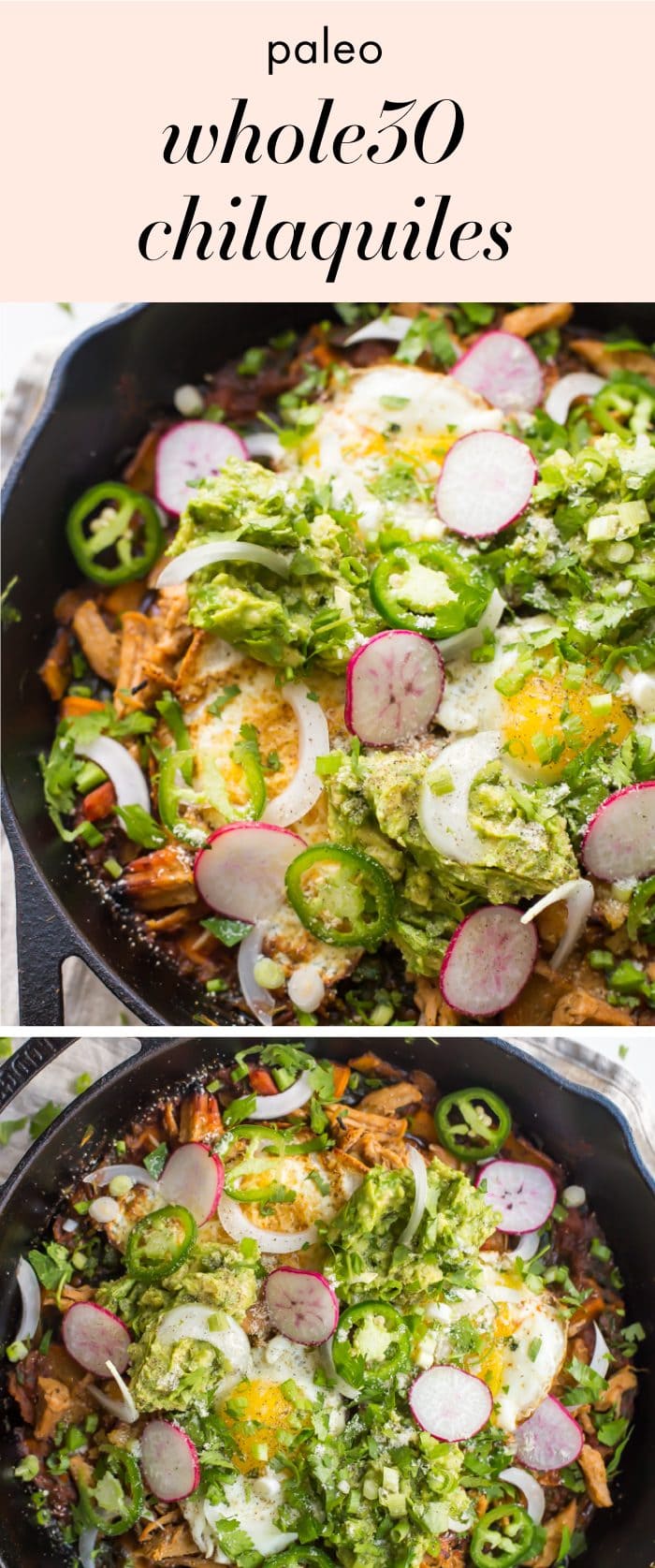 Whole30 chilaquiles with carnitas and sweet potatoes