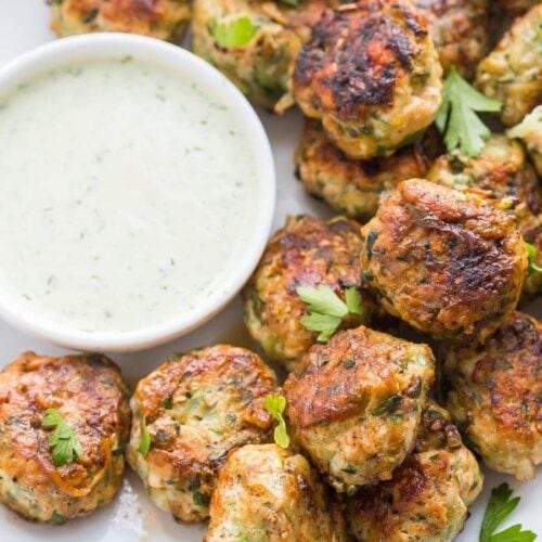 Whole30 chicken bacon ranch poppers with Whole30 dump ranch dressing