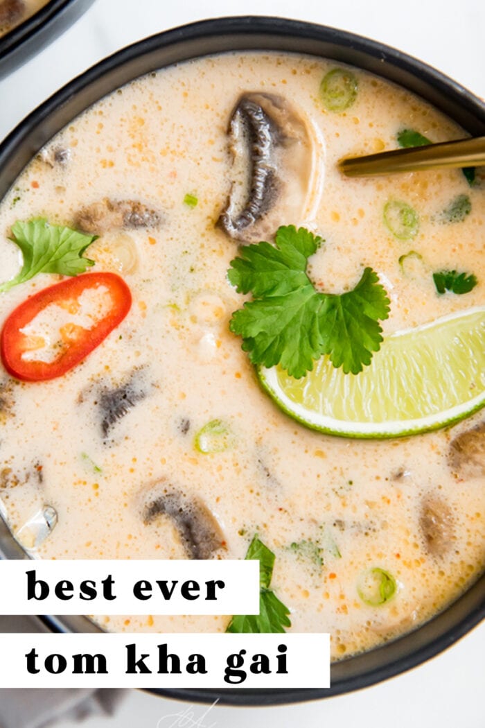 Pin graphic for tom kha soup