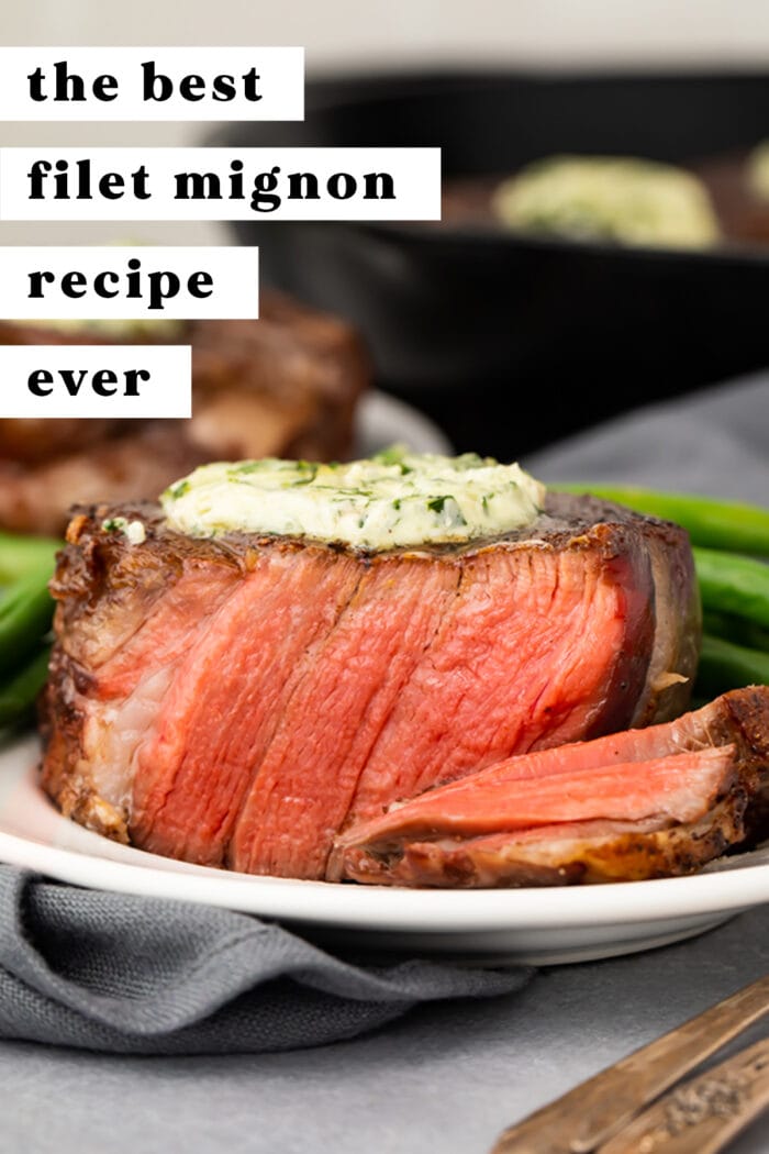 Pinterest graphic for the best filet mignon recipe ever