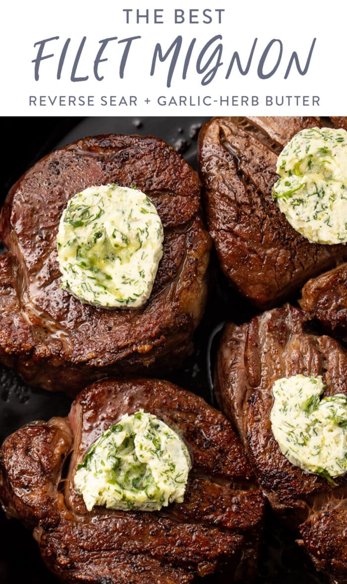 Pinterest graphic for the best filet mignon recipe ever