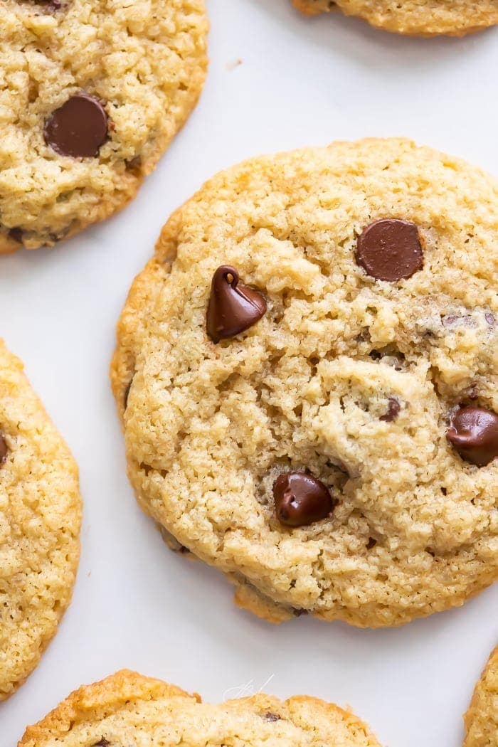 Close up of Almond flour chocolate chip cookies