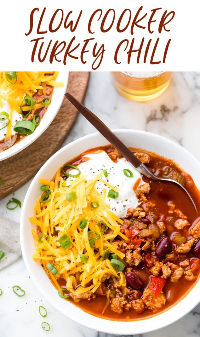 Slow Cooker Turkey Chili Pinterest graphic