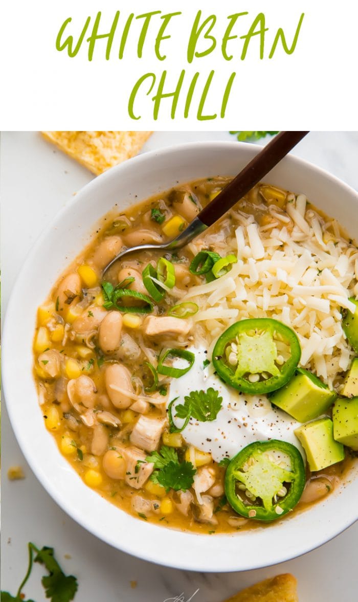 White bean chili Pinterest graphic