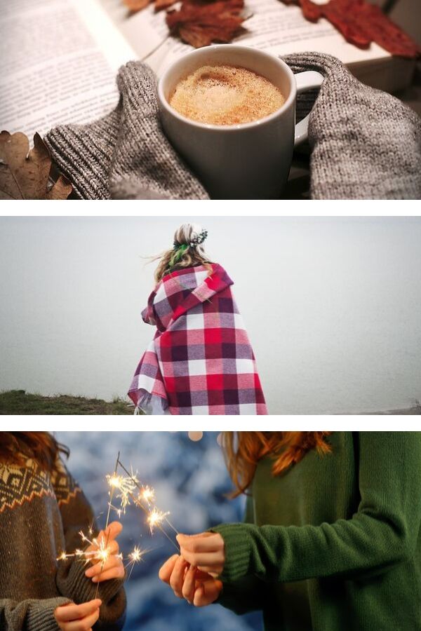 a photo collage demostrating the concept of hygge 